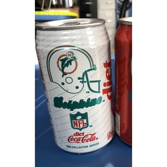 Other - 1992 Miami Dolphins DIET COKE CANS BOTTOM DRAINED Vintage RARE